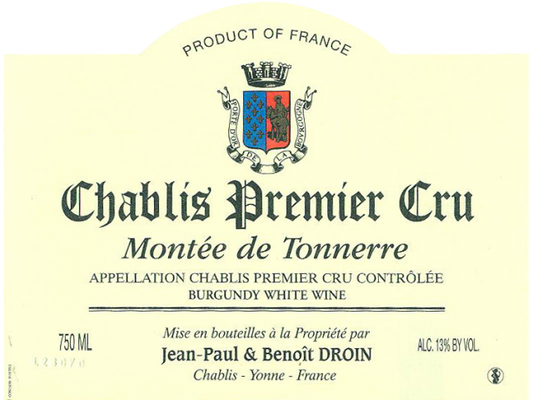 Droin Chablis Montee de Tonnerre 2022